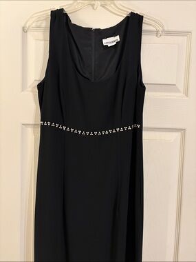 After Five Black Sleeveless Maxi Dress with Decorative Waist Trim